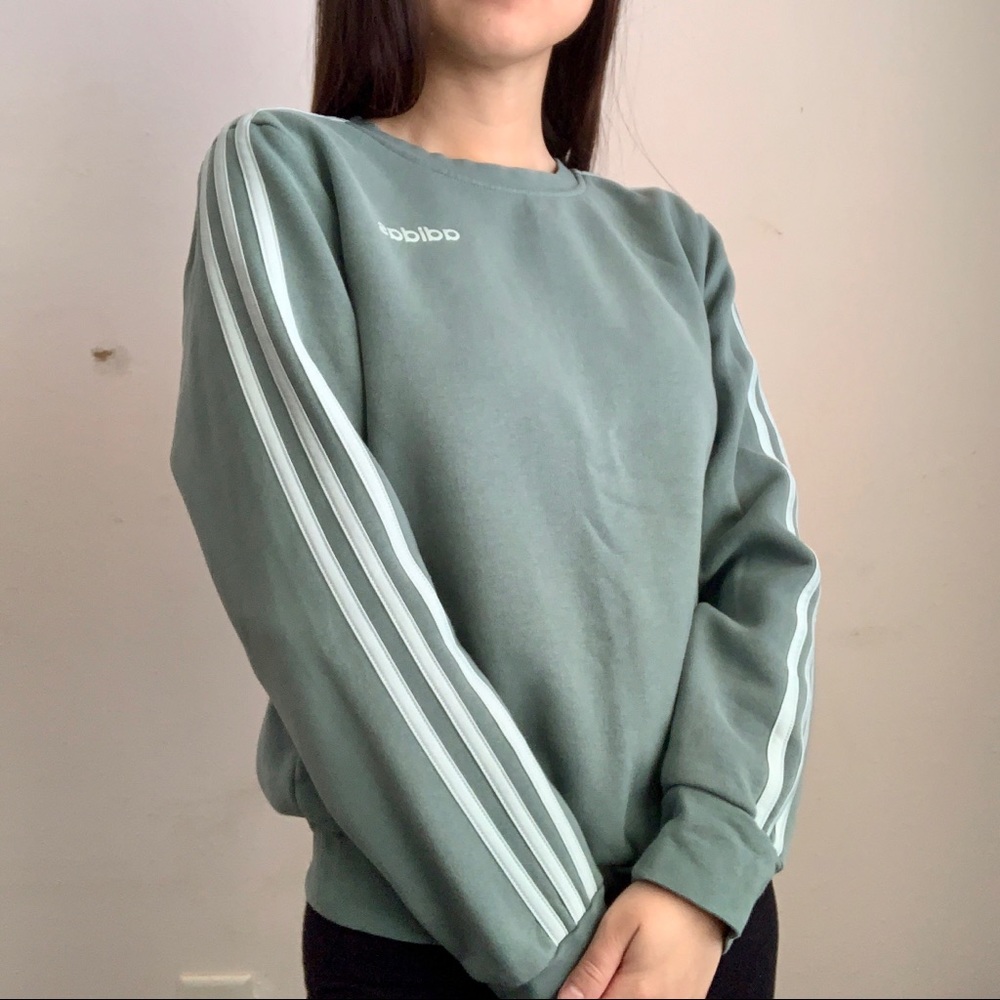 Light Green Adidas Crew Neck Sweater